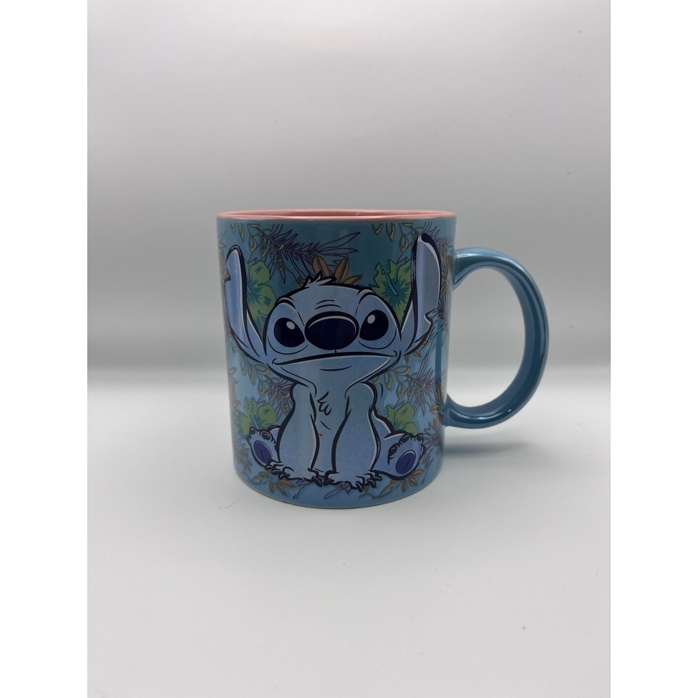 Disney Lilo & Stitch 20 Oz Ceramic Coffee Cup Tropical Hibiscus Silver Buffalo